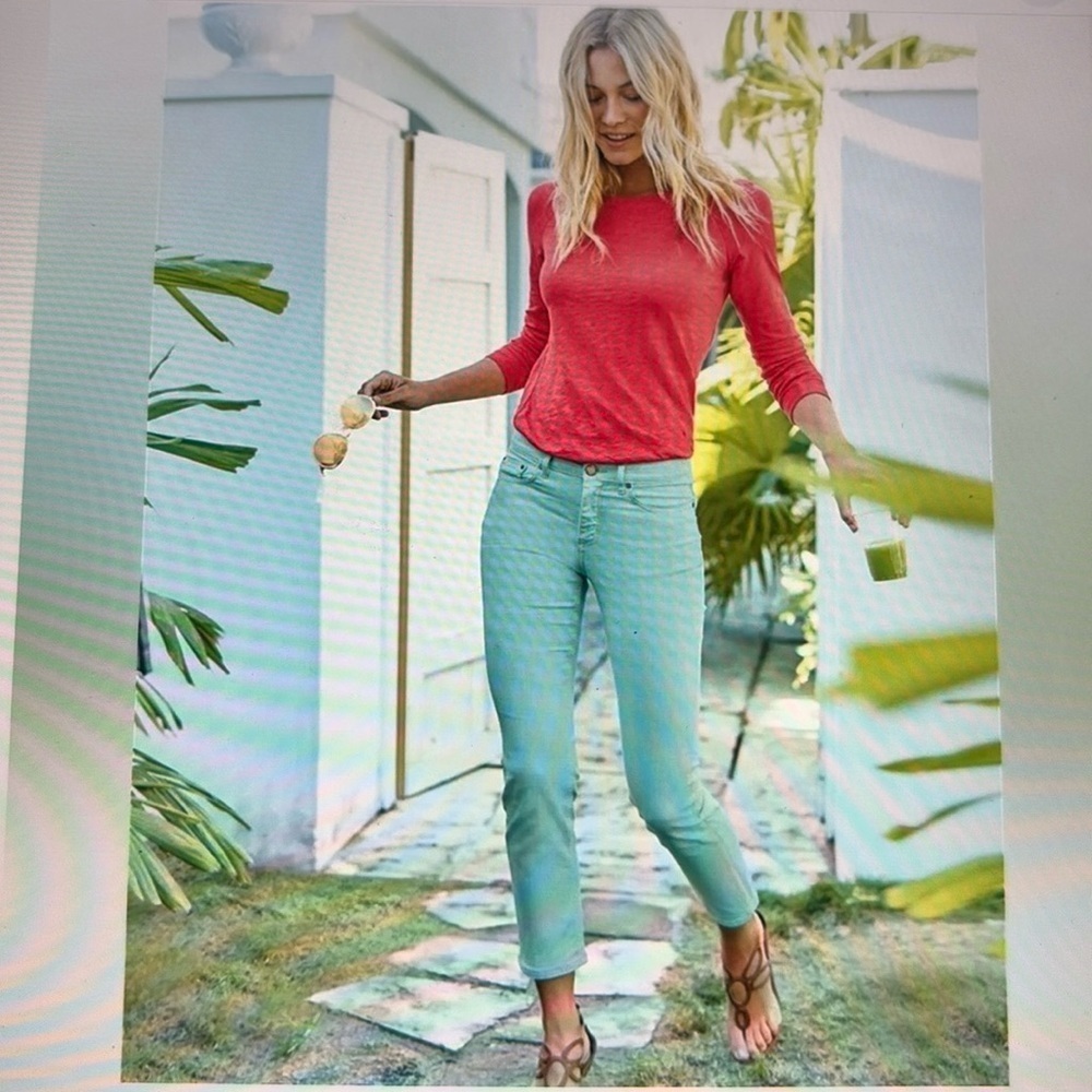 Boden Cambridge Ankle Skinner Turquoise Blue Jeans Size 8